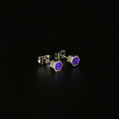 Hexagon Lavender Opal Glowstone Earrings