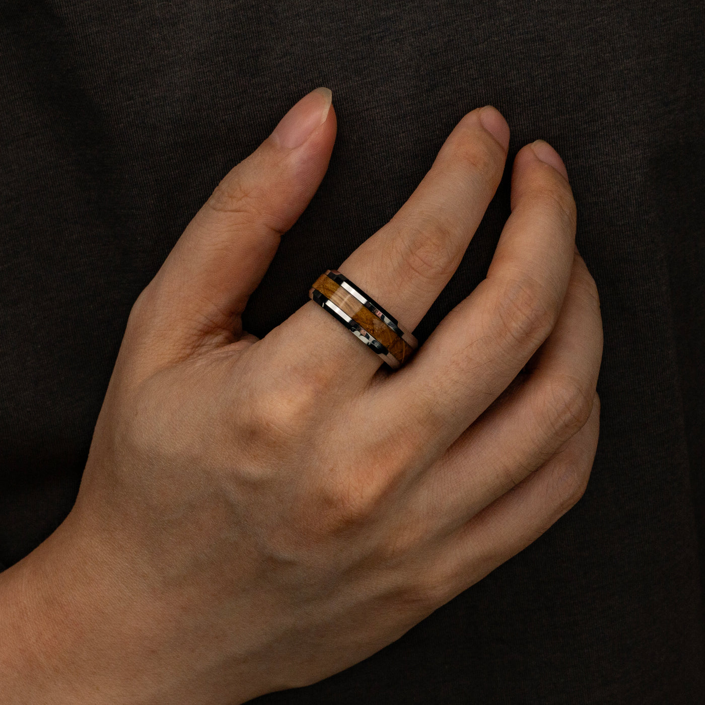 Whiskey Barrel and Black Ceramic Ring