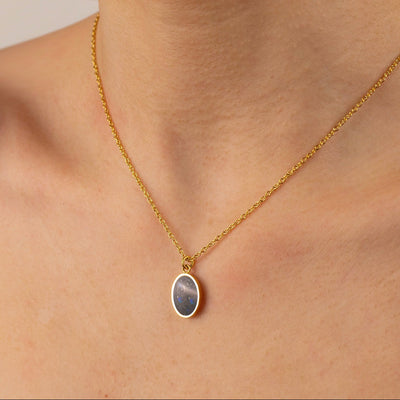 Star Dust Glowstone Oval Pendant Necklace