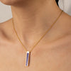 Lavender Opal Glowstone Bar Pendant Necklace