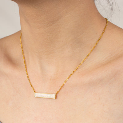 Pearl White Opal Glowstone Inlay Bar Necklace - Patrick Adair Designs