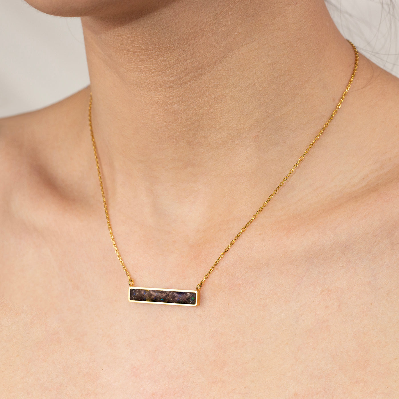 Star Dust Opal Glowstone Inlay Bar Necklace - Patrick Adair Designs