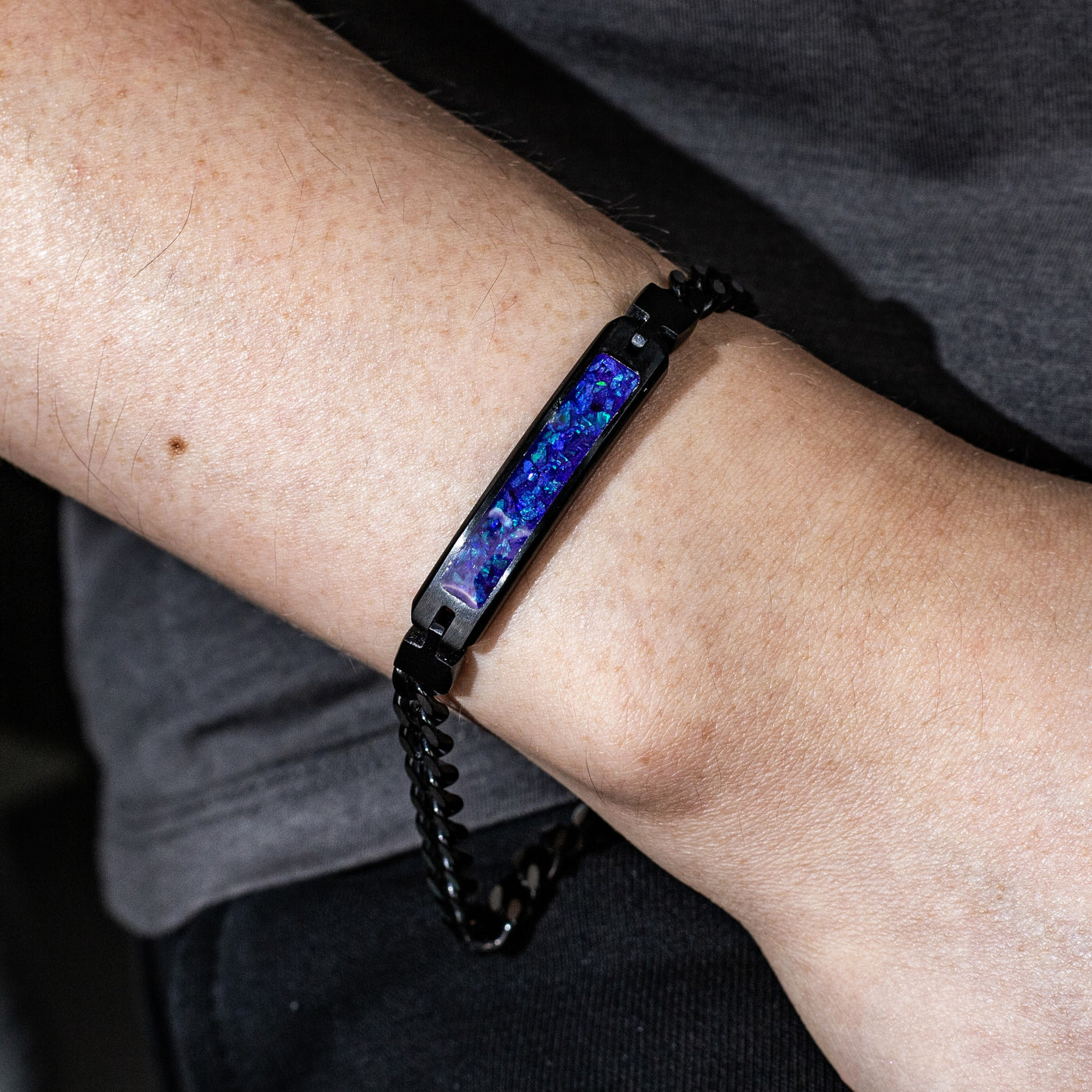 Lavender Opal Glowstone Cuban Link ID Bracelet - Patrick Adair Designs