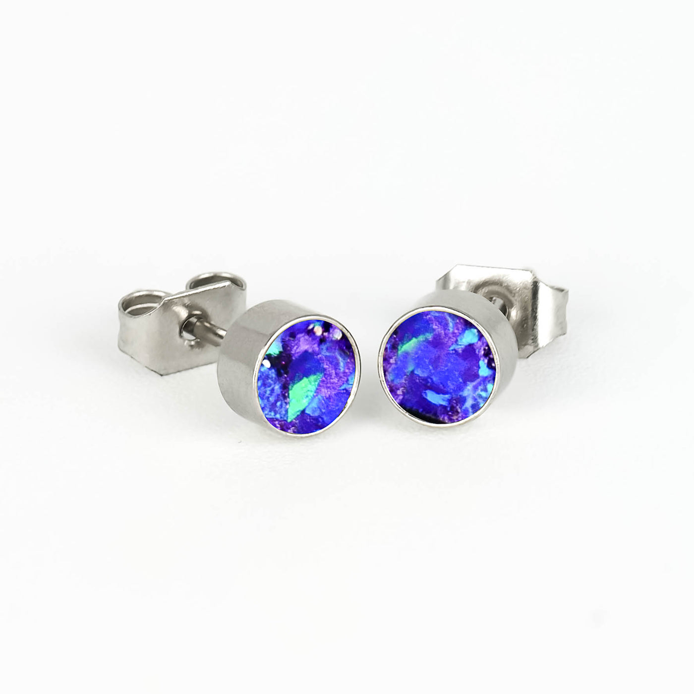 Round Lavender Opal Glowstone Earrings
