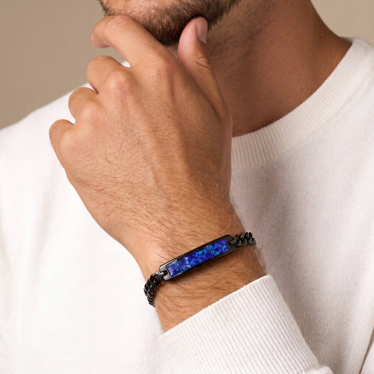 Lavender Opal Glowstone Cuban Link ID Bracelet