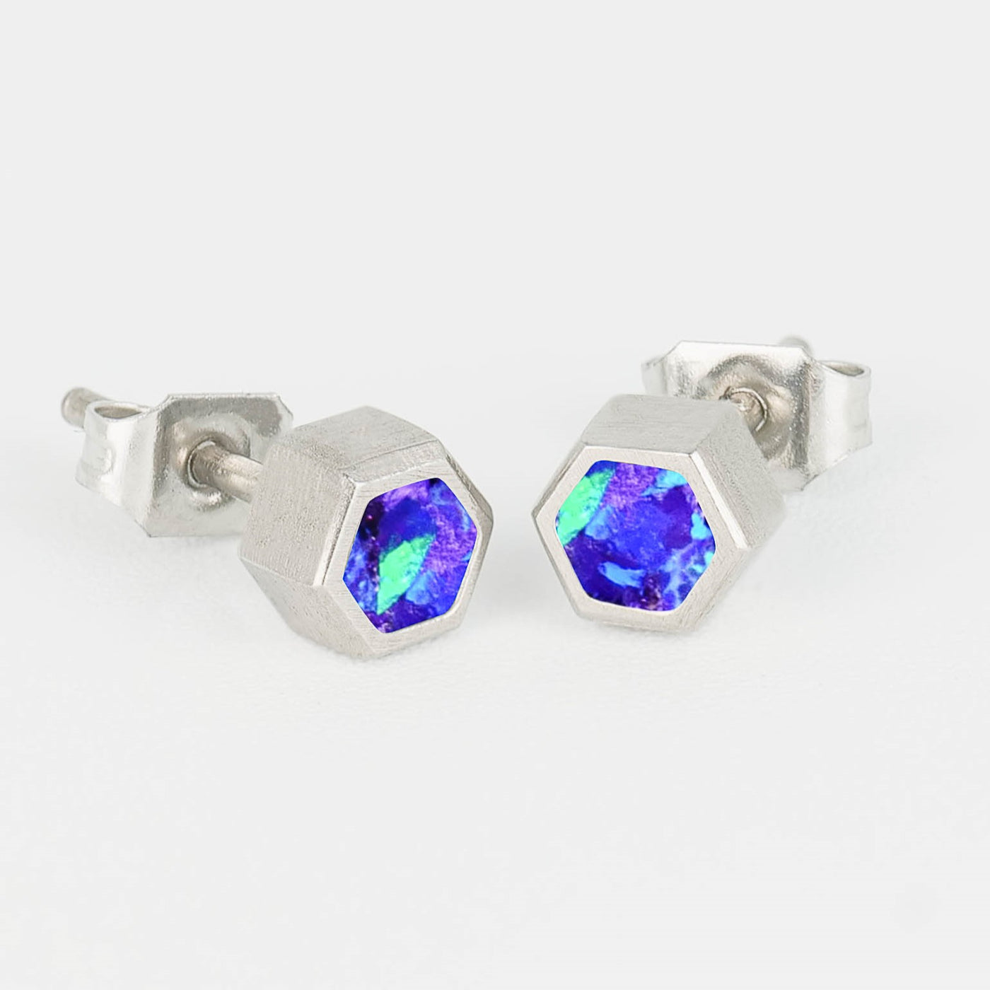 Hexagon Lavender Opal Glowstone Earrings
