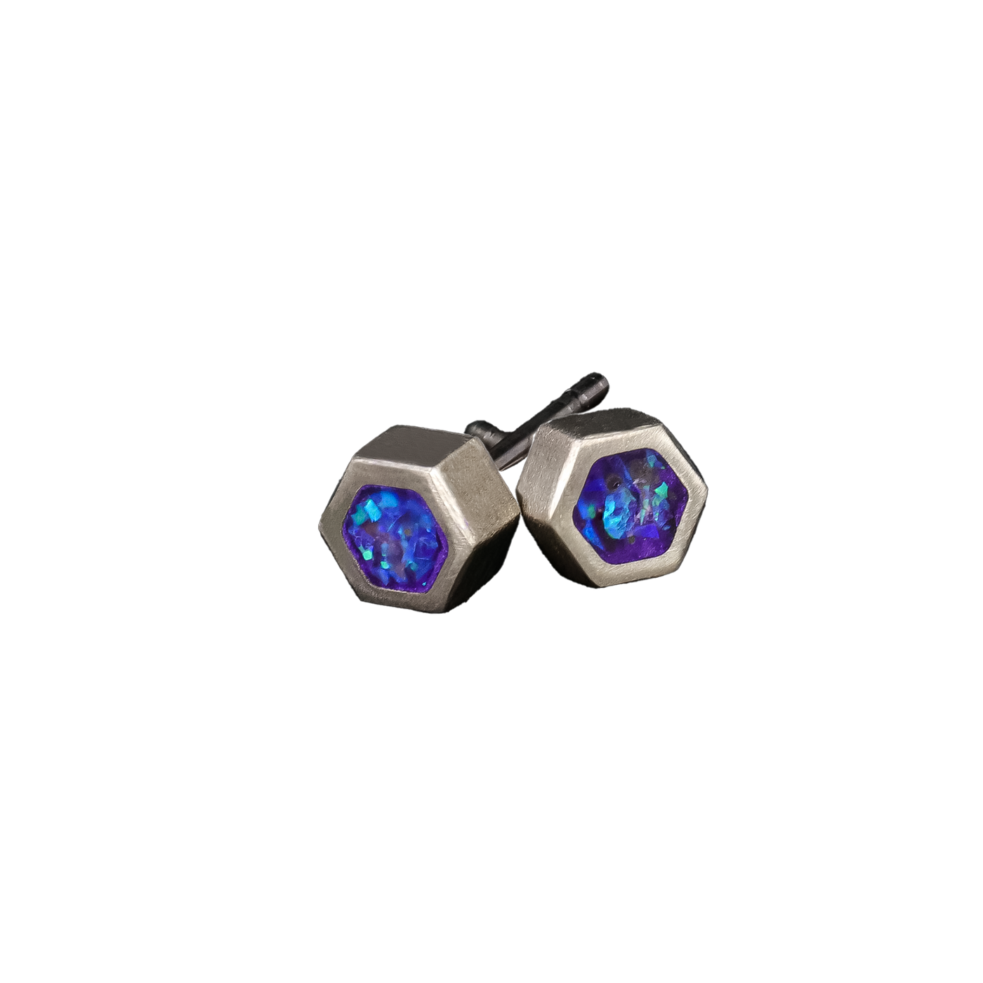 Hexagon Lavender Opal Glowstone Earrings