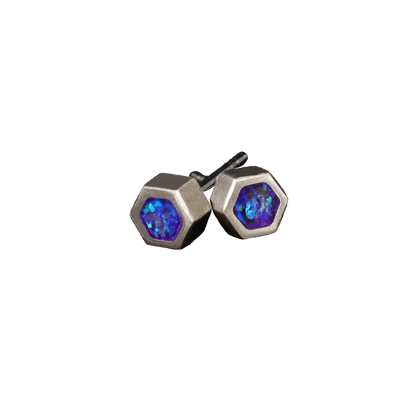 Hexagon Lavender Opal Glowstone Earrings
