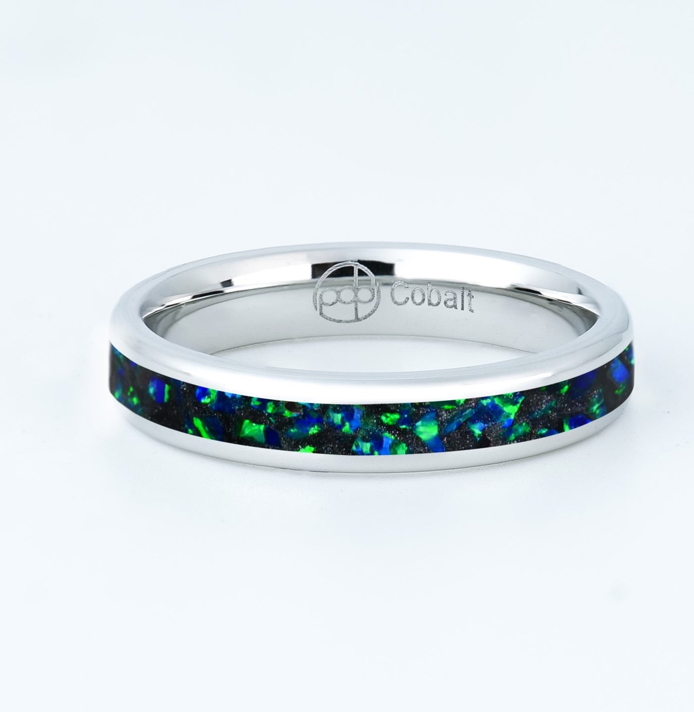 Black Emerald Opal Glowstone Stackable Ring