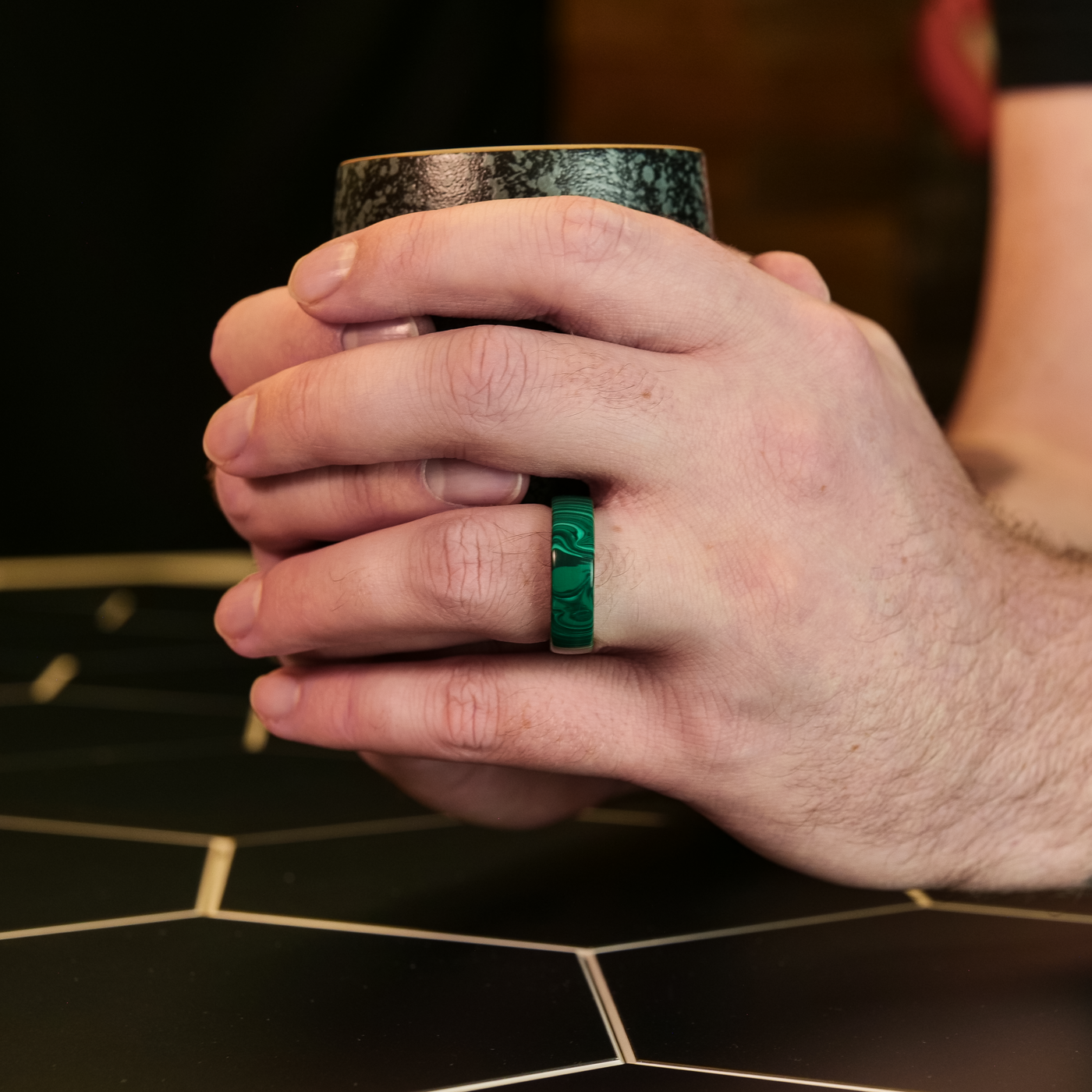 Malachite Trustone and Carbon Fiber Ring Patrick Adair Designs