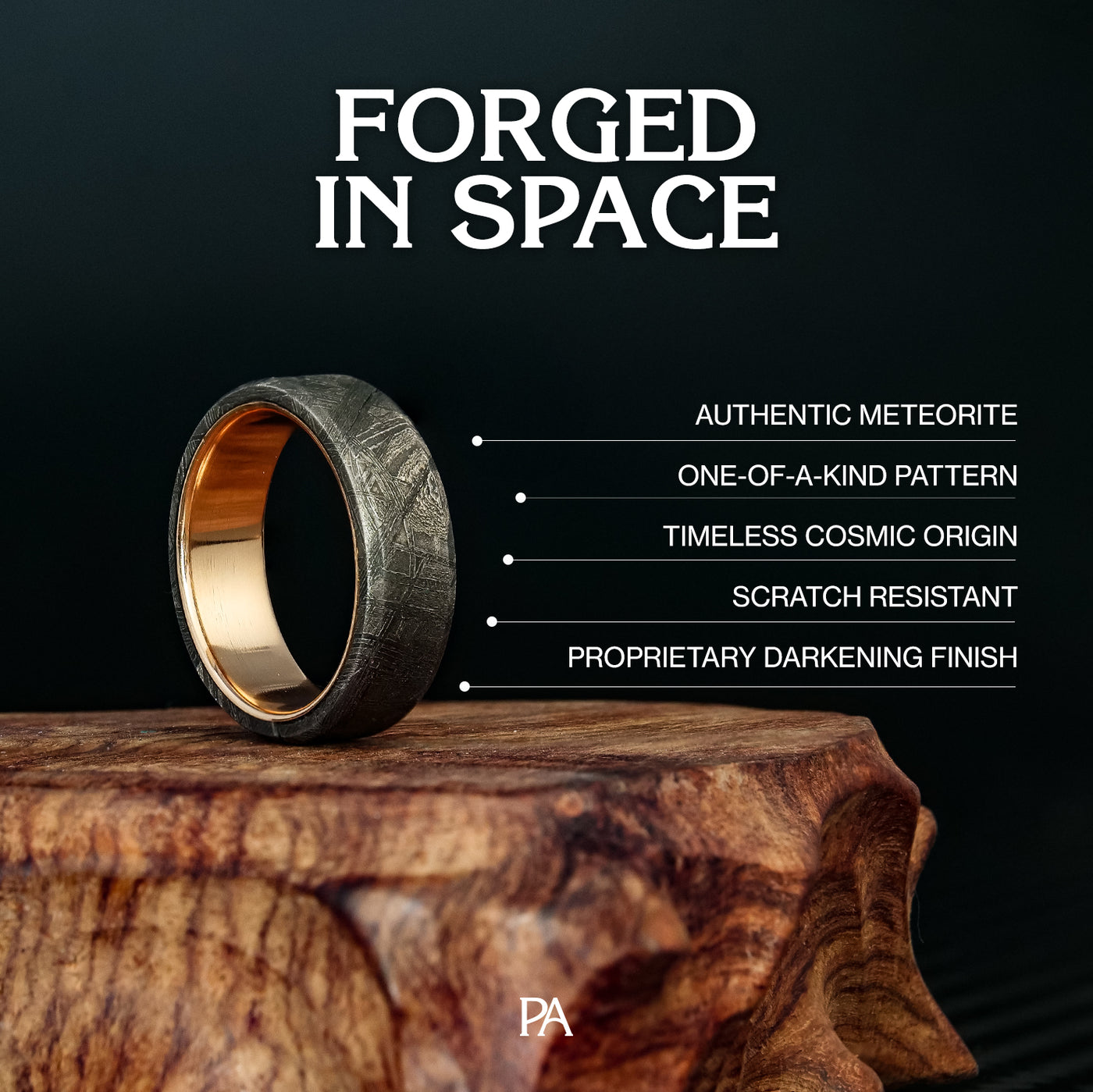 Custom Meteorite Glowstone Ring - Patrick Adair Designs