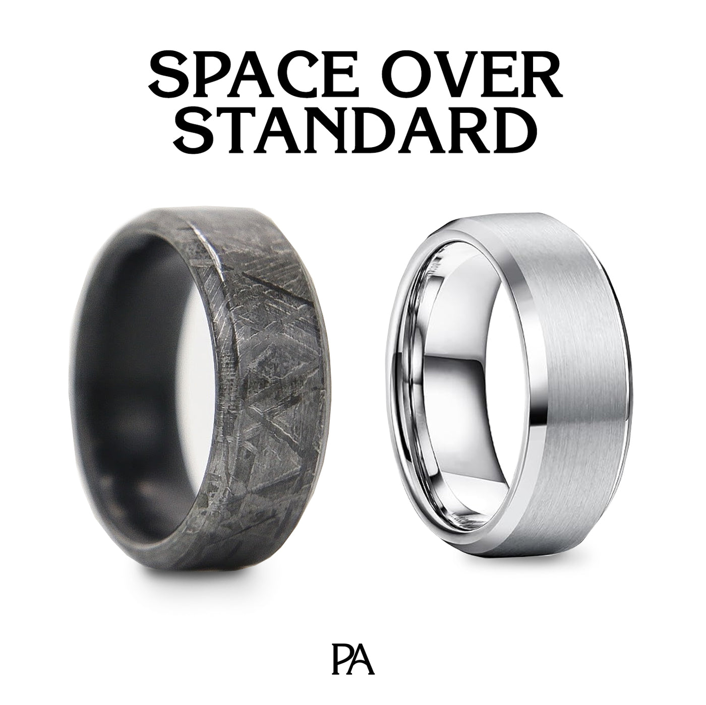Solid Gold Ring with Meteorite Inlay - Patrick Adair Designs