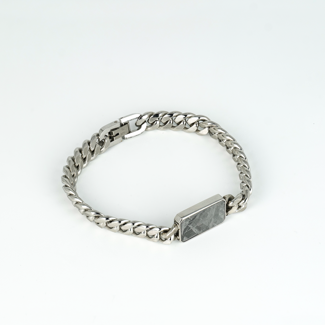 Rectangular Meteorite Cuban Bracelet