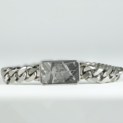 Rectangular Meteorite Cuban Bracelet