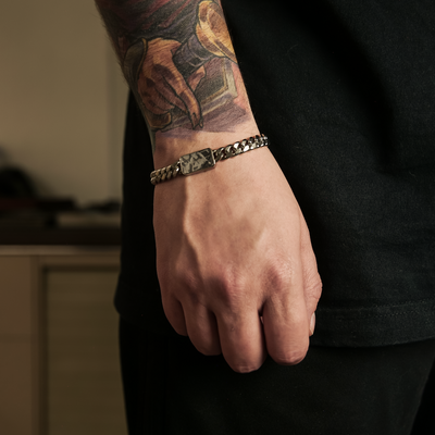 Rectangular Meteorite Cuban Bracelet