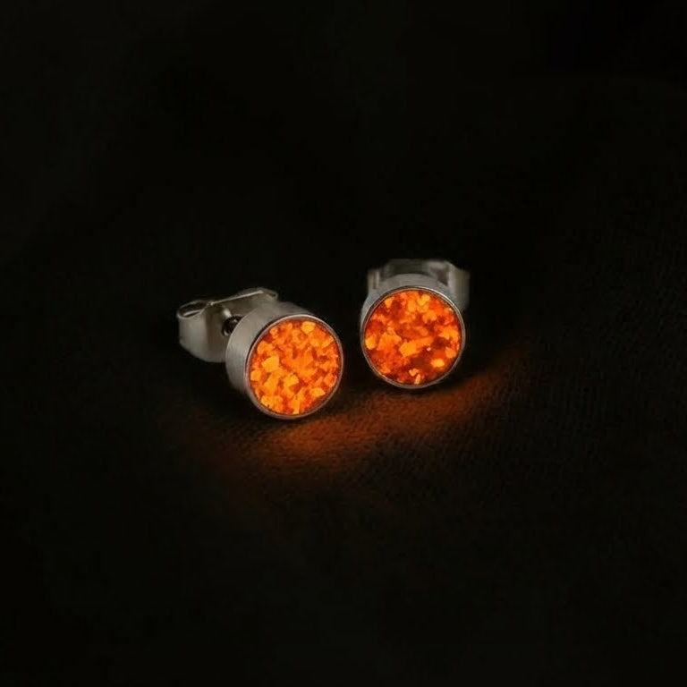 Round Orange Fire Opal Glowstone Earrings