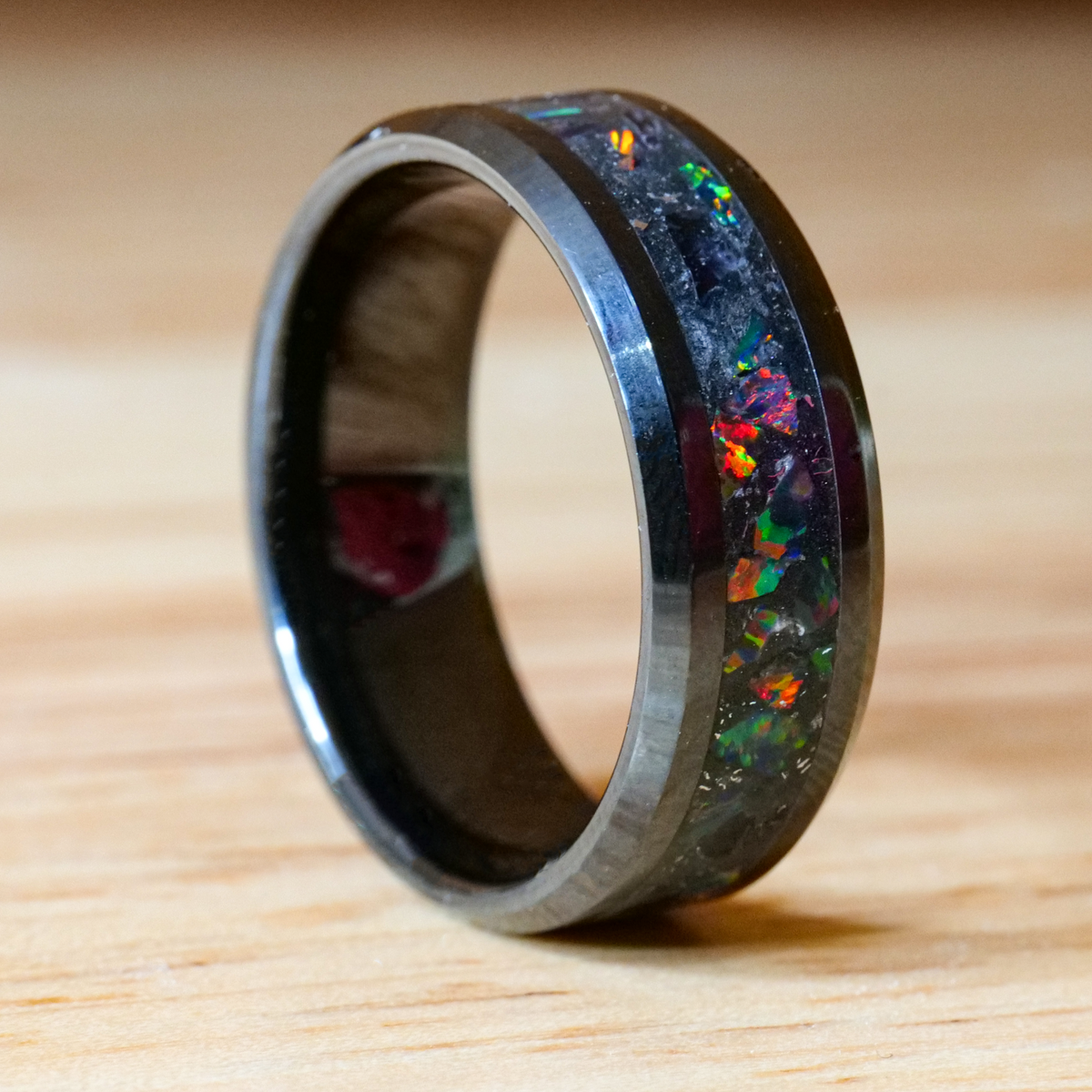 The Ember Glowstone Cremation Ring with Ashes