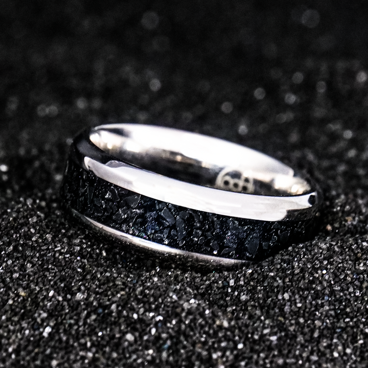 Black chrome wedding rings deals