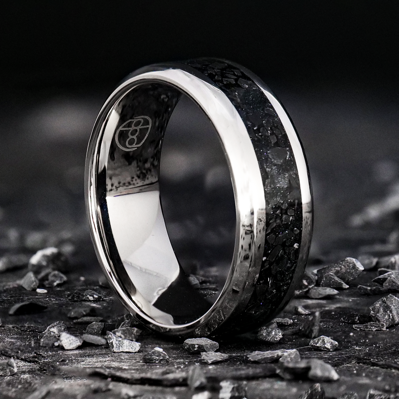 Black Marble Glowstone Ring on Cobalt Chrome - Patrick Adair Designs
