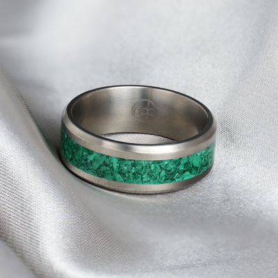 Malachite Glowstone Ring on Titanium - Patrick Adair Designs