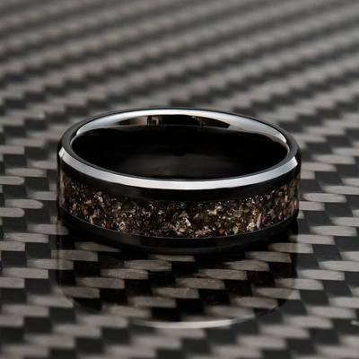 Tourmaline Glowstone Ring on Black Ceramic