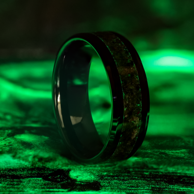 Tourmaline Glowstone Ring on Black Ceramic