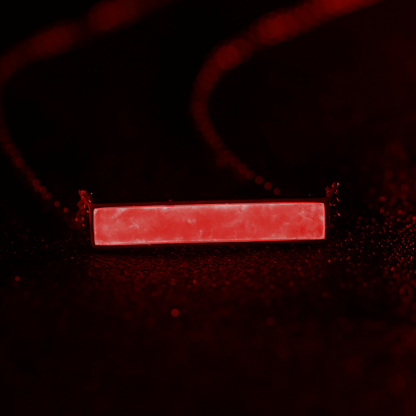 Crimson Red Opal Glowstone Inlay Bar Necklace
