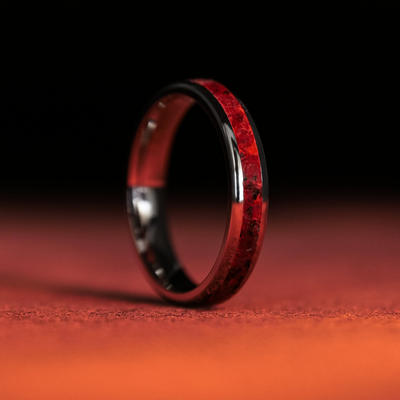 Crimson Red Opal Glowstone Stackable Ring