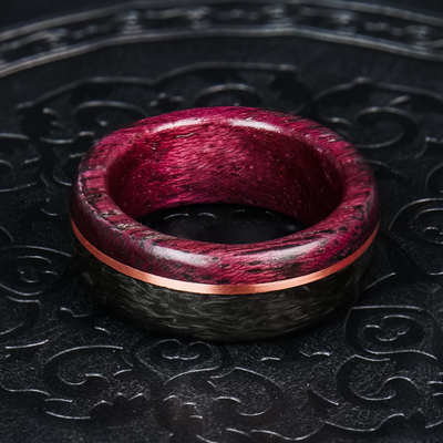 Forged Carbon Fiber, Redwood, and Gold Ring