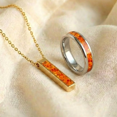 Women's Glowstone Ring and Necklace Set