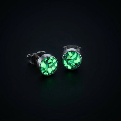 Round Black Fire Opal Glowstone Earrings