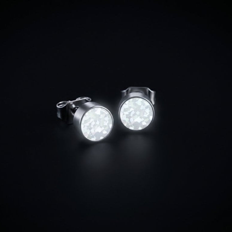 Round Pearl White Opal Glowstone Earrings