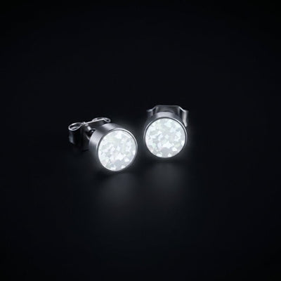 Round Pearl White Opal Glowstone Earrings