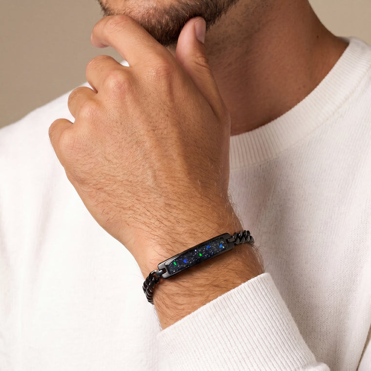 Star Dust Glowstone Cuban Link ID Bracelet
