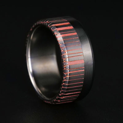 Etched Superconductor Ring 3.0 | Offset Titanium Band - Patrick Adair Designs