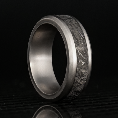 Titanium Ring With Meteorite Inlay - Patrick Adair Designs