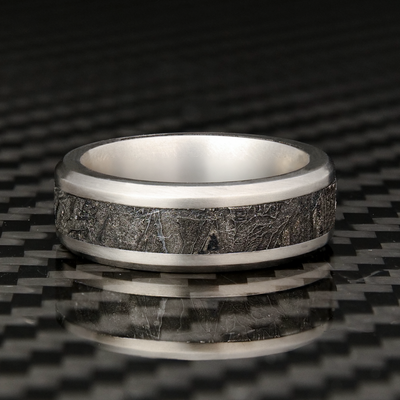 Titanium Ring With Meteorite Inlay - Patrick Adair Designs