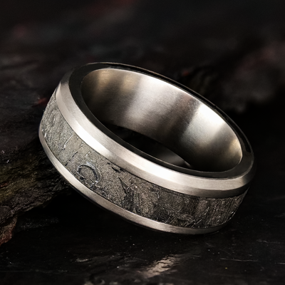 Titanium Ring With Meteorite Inlay - Patrick Adair Designs