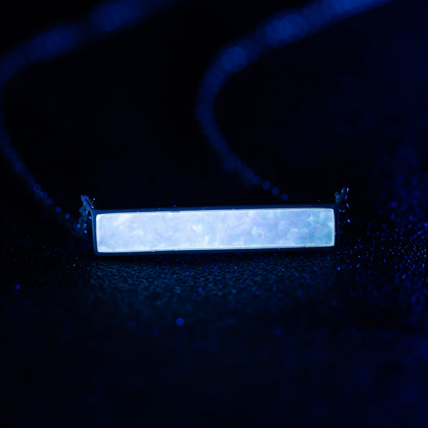 Pearl White Opal Glowstone Inlay Bar Necklace