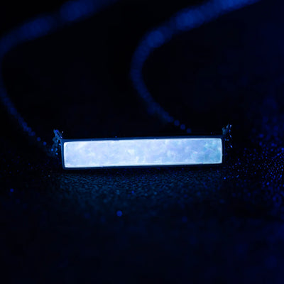 Pearl White Opal Glowstone Inlay Bar Necklace