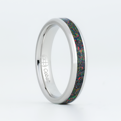 Black Fire Opal Glowstone Stackable Ring