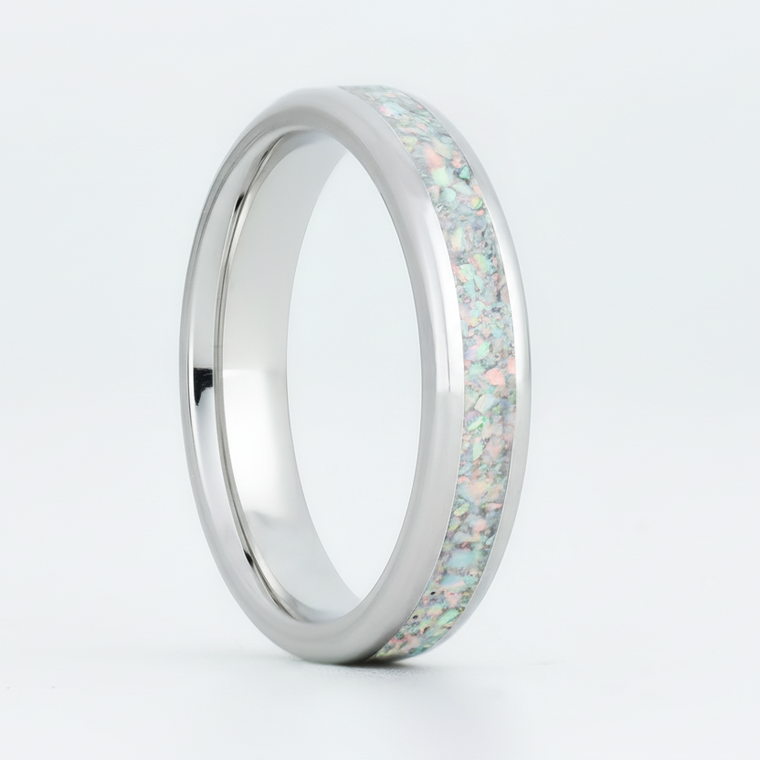 Pearl White Opal Glowstone Stackable Ring