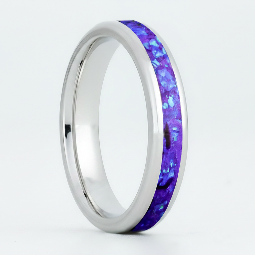 Lavender Opal Glowstone Stackable Ring on Cobalt Chrome - Patrick Adair Designs