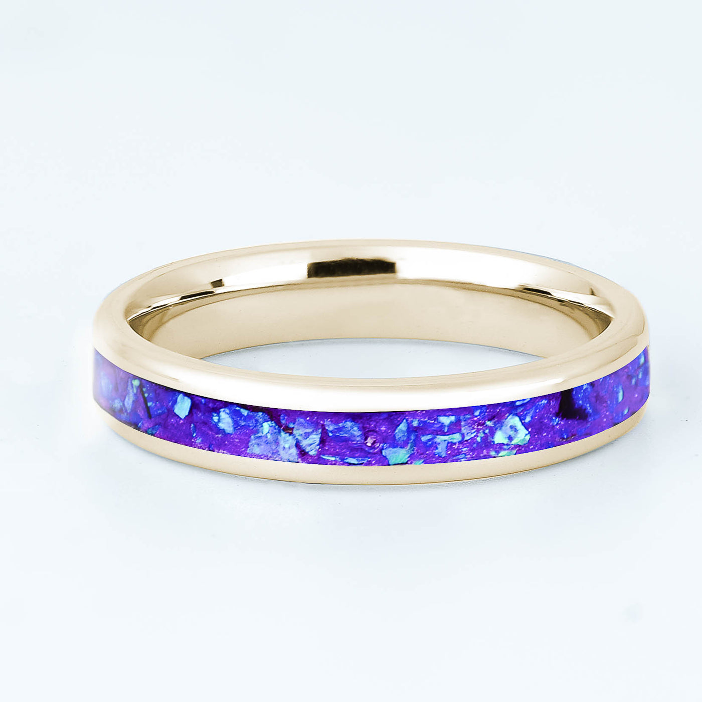 Solid Gold Lavender Opal Glowstone Stackable Ring