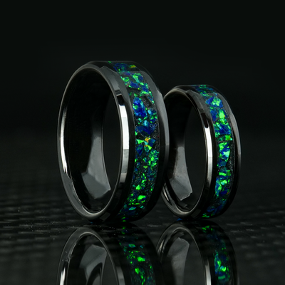 Matching Glowstone Wedding Ring Set