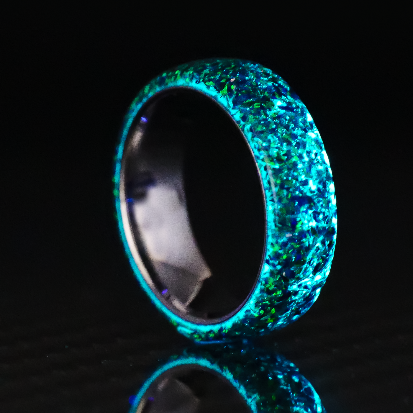 Black Emerald Opal Dust Glowstone Ring - Patrick Adair Designs