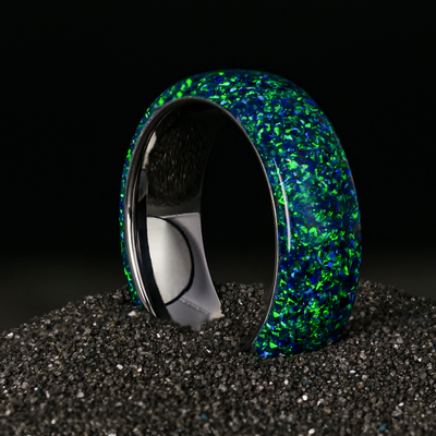 Black Emerald Opal Dust Glowstone Ring - Patrick Adair Designs