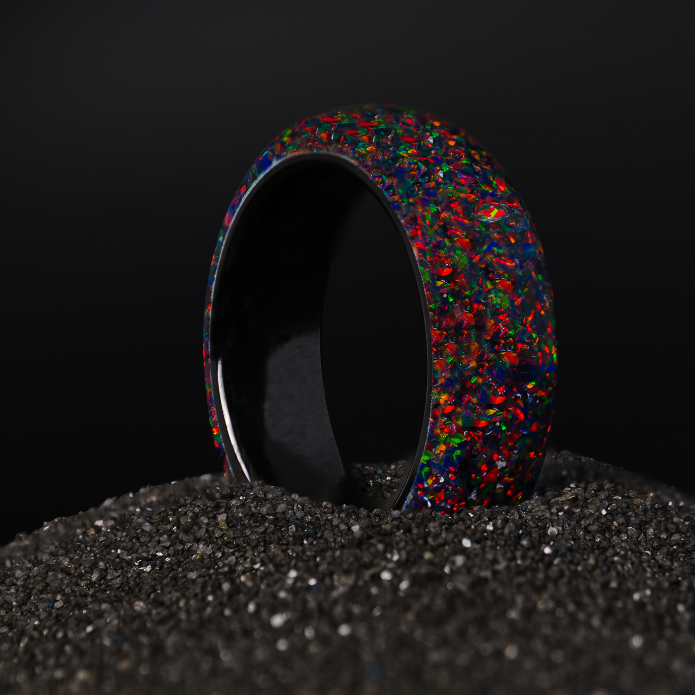 Black Fire Opal Dust Glowstone Ring - Patrick Adair Designs