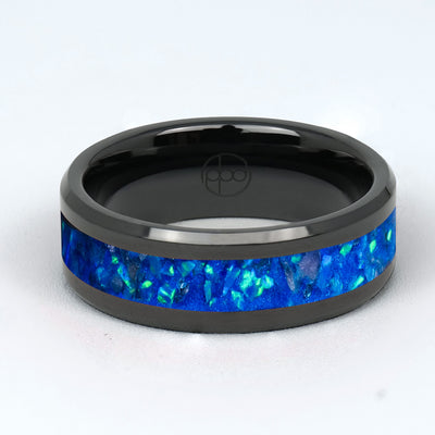 Winter's Howl Glowstone Ring on Black Ceramic