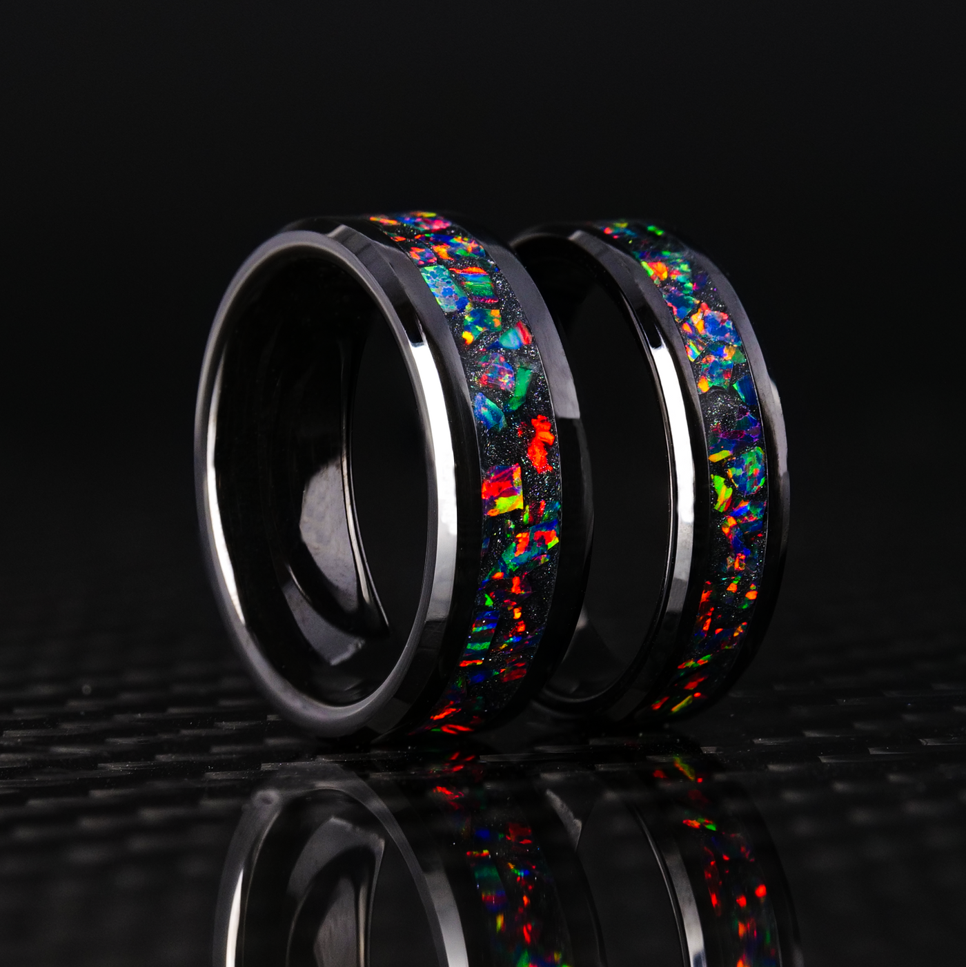 Matching Glowstone Wedding Ring Set